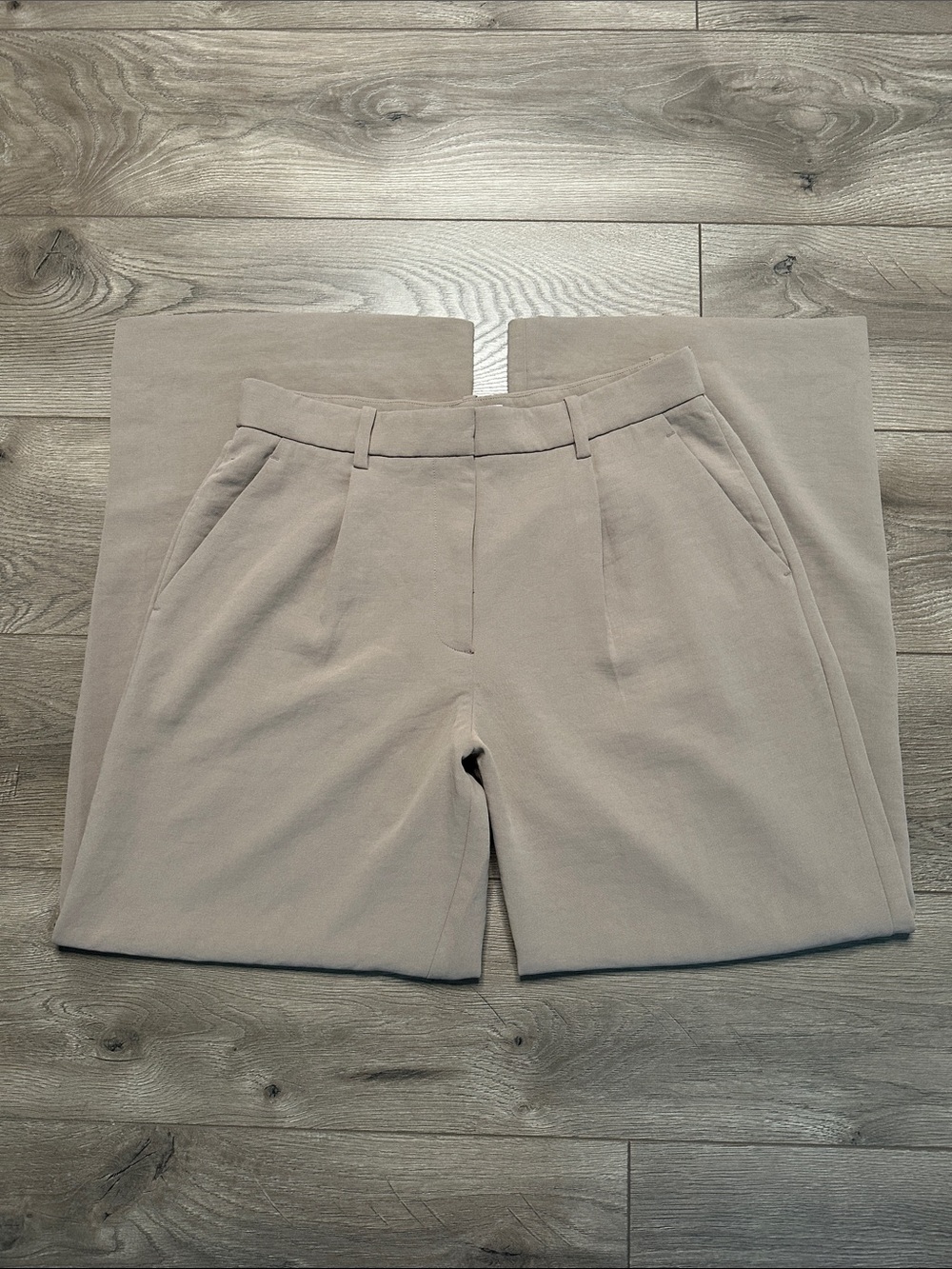Abercrombie & Fitch Sloan Tailored Wide Leg Pleated High Rise Dress Pants Tan 30 - Picture 5 of 13